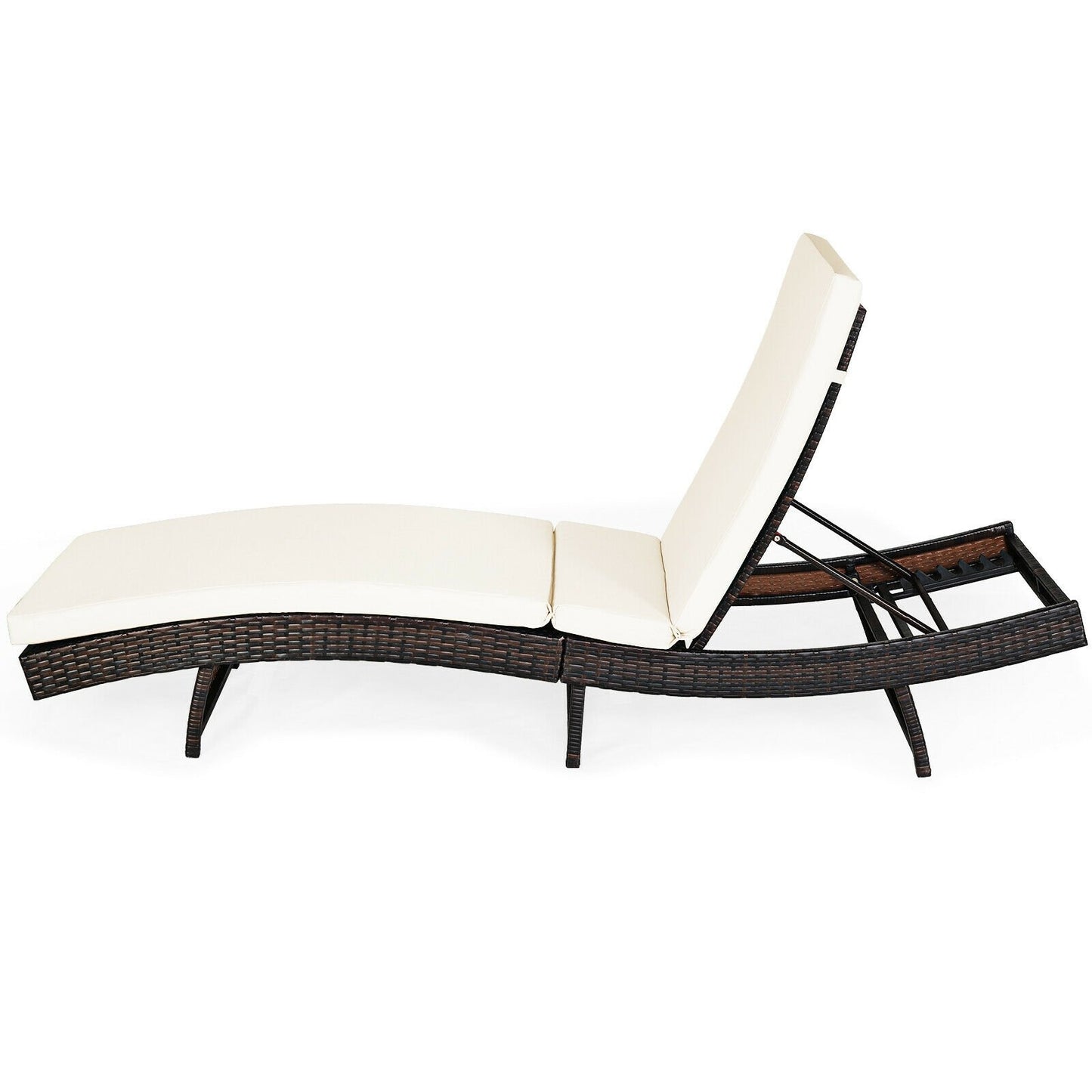 Patio Folding Chaise Lounge with 5 Adjustable Levels and Cushion, White Outdoor Chaise Lounges at Gallery Canada