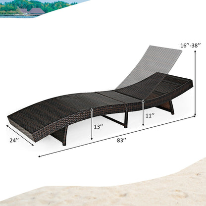 Patio Folding Chaise Lounge with 5 Adjustable Levels and Cushion, White Outdoor Chaise Lounges at Gallery Canada