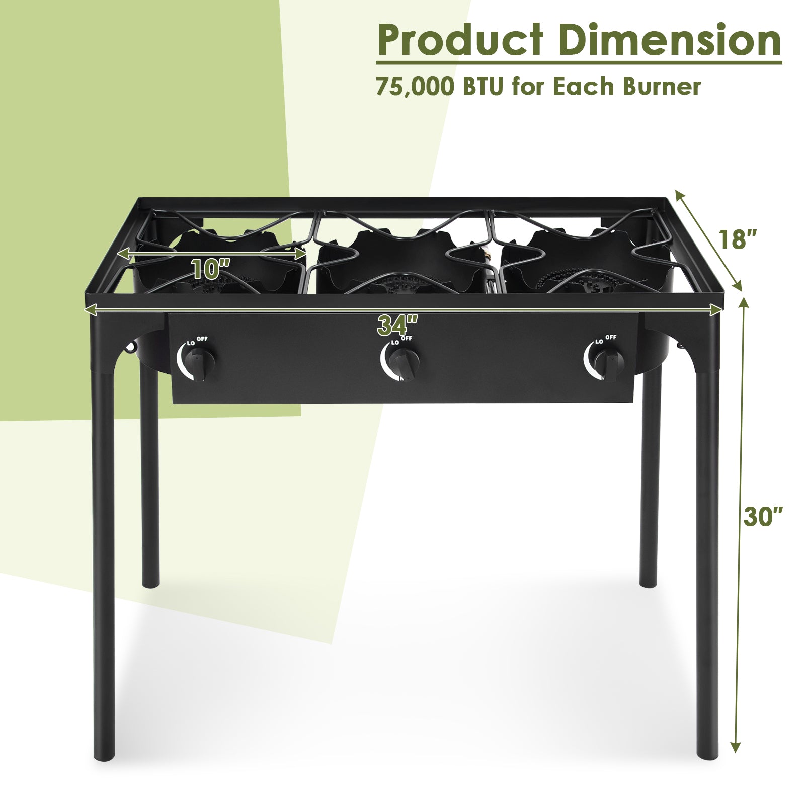 225000 BTU Portable Propane 3 Burner Gas Cooker, Black Outdoor Grills at Gallery Canada