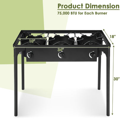 225000 BTU Portable Propane 3 Burner Gas Cooker, Black Outdoor Grills at Gallery Canada