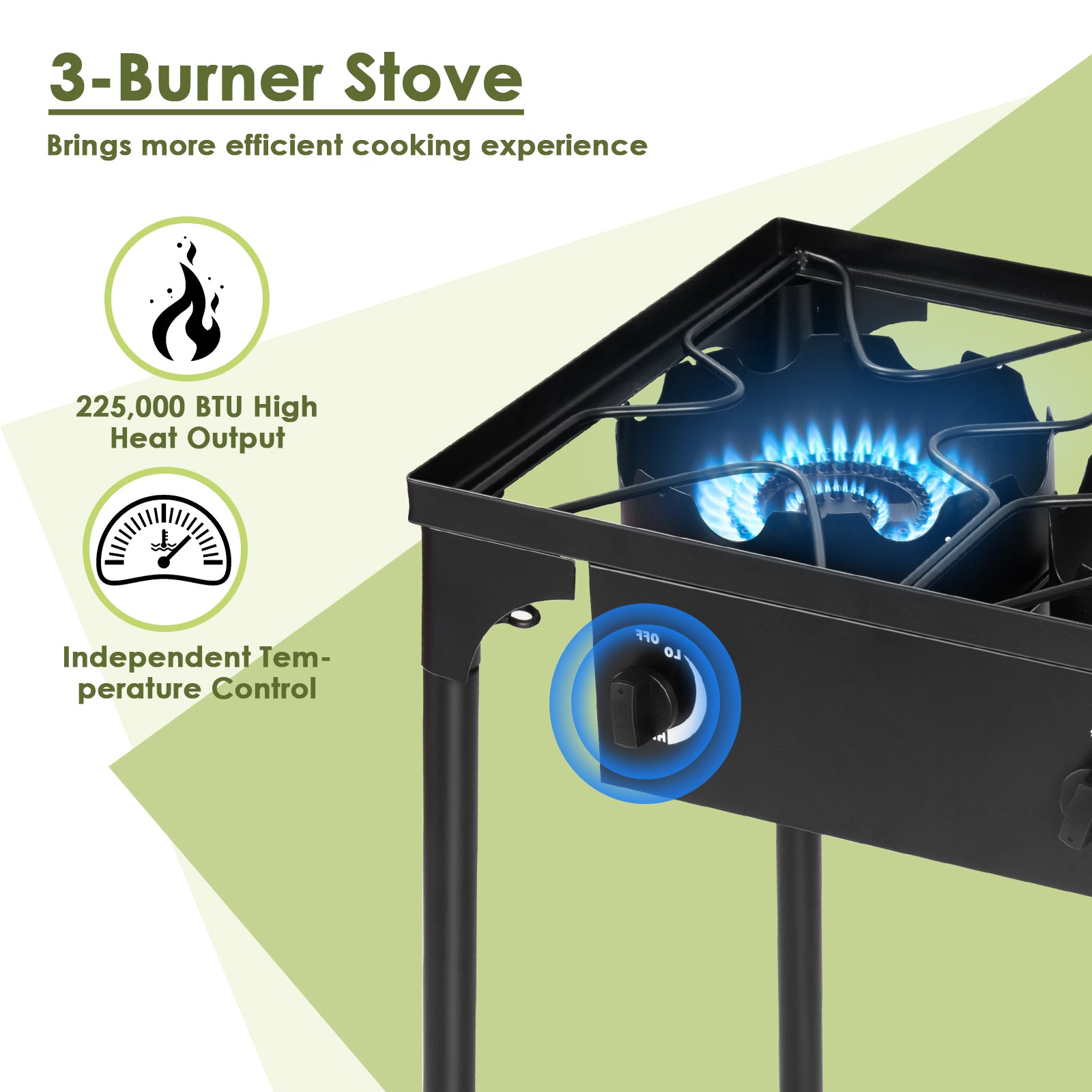 225000 BTU Portable Propane 3 Burner Gas Cooker, Black Outdoor Grills at Gallery Canada