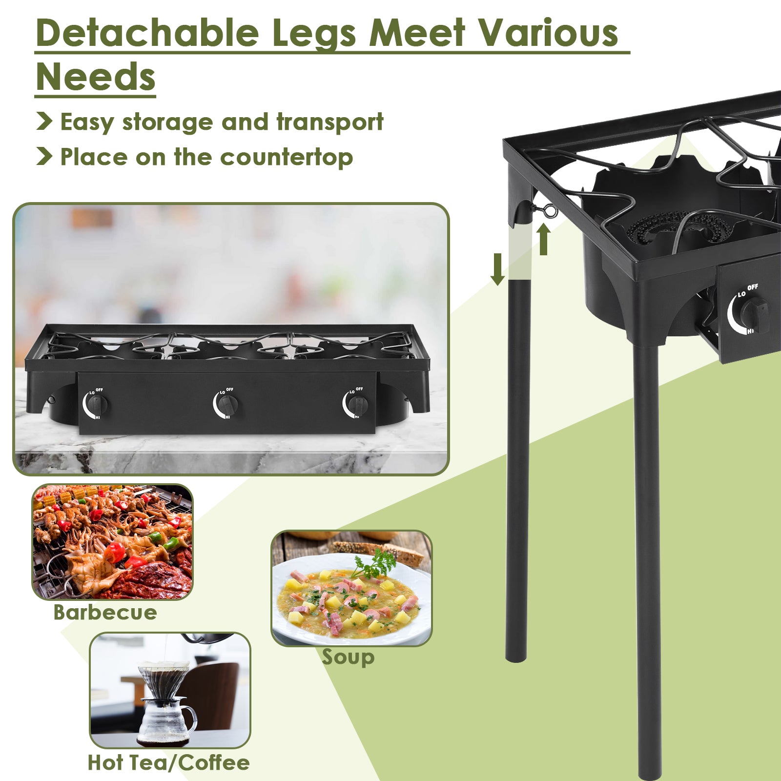 225000 BTU Portable Propane 3 Burner Gas Cooker, Black Outdoor Grills at Gallery Canada