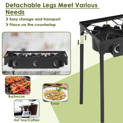 225000 BTU Portable Propane 3 Burner Gas Cooker, Black Outdoor Grills at Gallery Canada