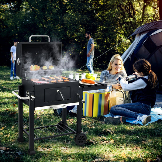 Outdoor Portable Charcoal Grill with Side Table, Black - Gallery Canada