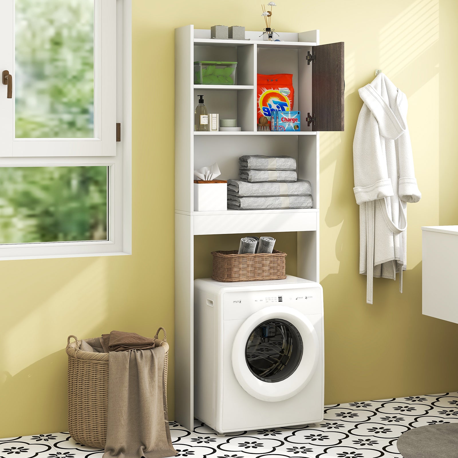 4-Tier Space-saving Toilet Sorage Cabinet with Open Shelves, White Bathroom Etagere at Gallery Canada