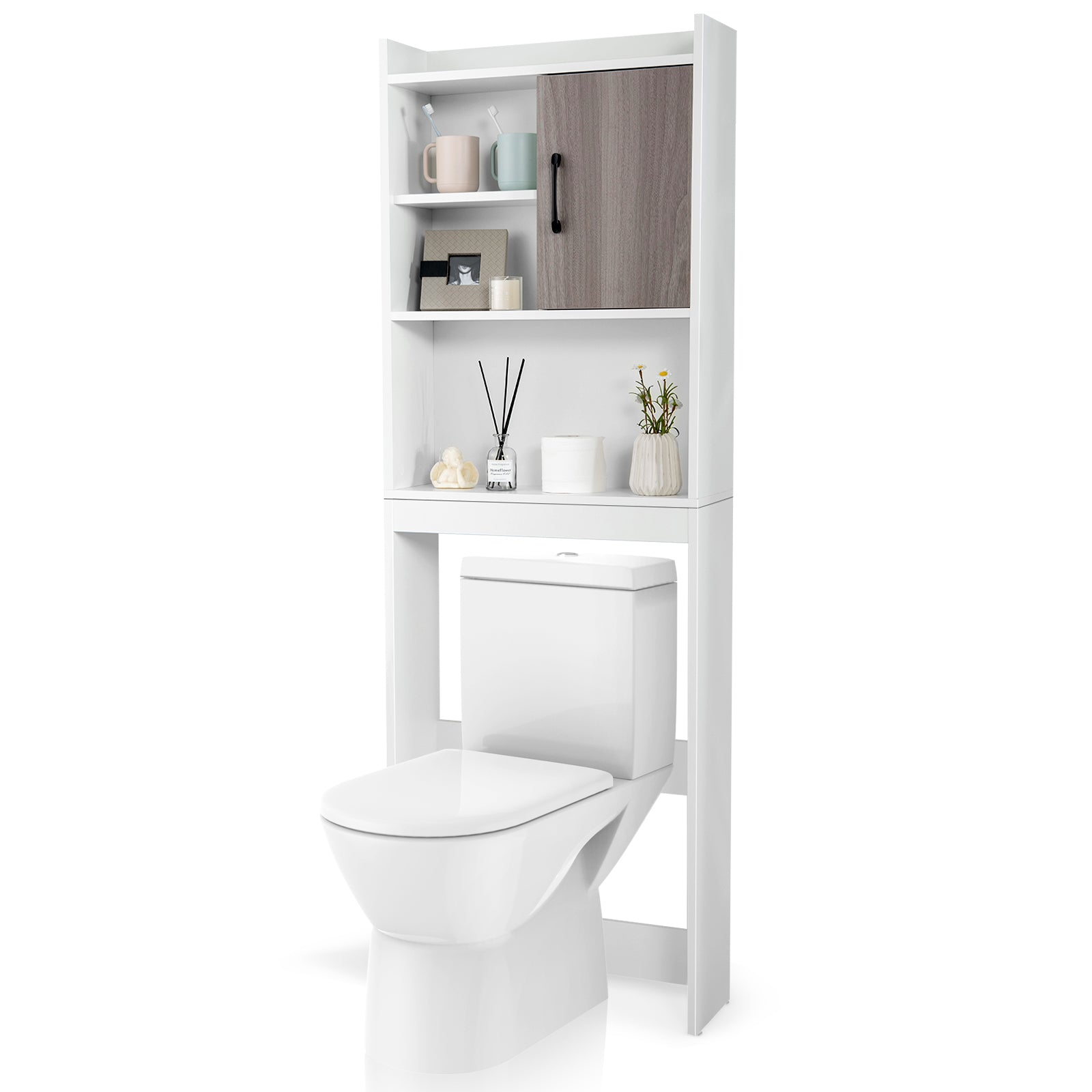 4-Tier Space-saving Toilet Sorage Cabinet with Open Shelves, White Bathroom Etagere at Gallery Canada