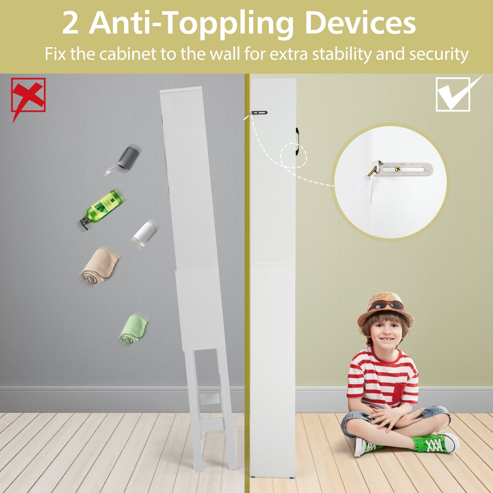 4-Tier Space-saving Toilet Sorage Cabinet with Open Shelves, White Bathroom Etagere at Gallery Canada