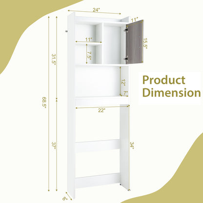 4-Tier Space-saving Toilet Sorage Cabinet with Open Shelves, White Bathroom Etagere at Gallery Canada