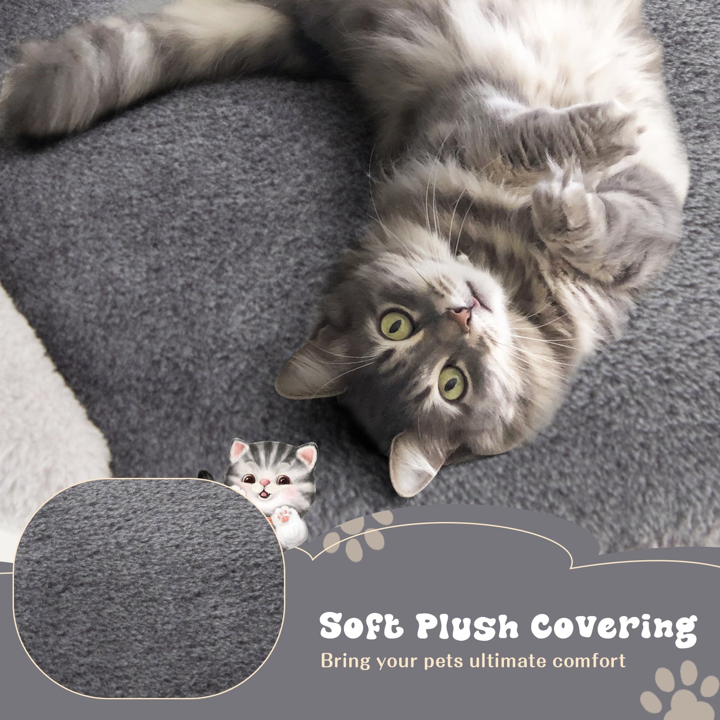 40 Inch Cat Tree Tower Multi-Level Activity Tree with 2-Tier Cat-Hole Condo, Gray Cat Trees Condos & Scratchers at Gallery Canada