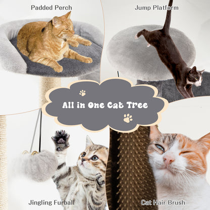 40 Inch Cat Tree Tower Multi-Level Activity Tree with 2-Tier Cat-Hole Condo, Gray Cat Trees Condos & Scratchers at Gallery Canada