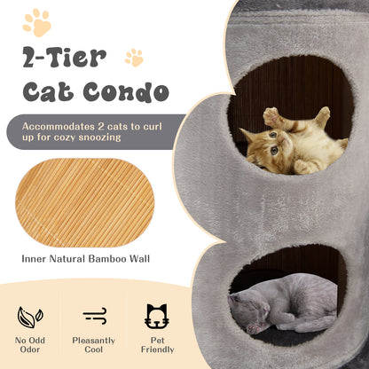 40 Inch Cat Tree Tower Multi-Level Activity Tree with 2-Tier Cat-Hole Condo, Gray Cat Trees Condos & Scratchers at Gallery Canada