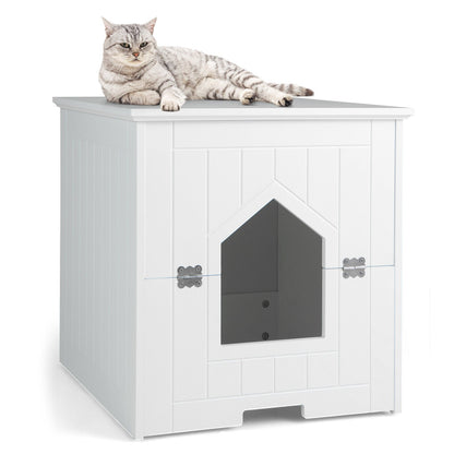 Cat Litter Box Enclosure with Flip Magnetic Half Door, White - Gallery Canada