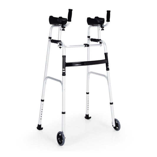 Folding Height Adjustable Walking Frame with Armrest Support, Silver at Gallery Canada