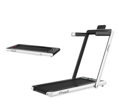 2.25HP 2 in 1 Folding Treadmill with APP Speaker Remote Control, White Treadmills at Gallery Canada