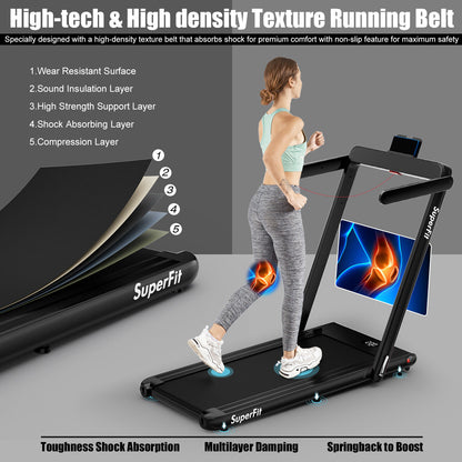 2.25HP 2 in 1 Folding Treadmill with APP Speaker Remote Control, Black Treadmills at Gallery Canada