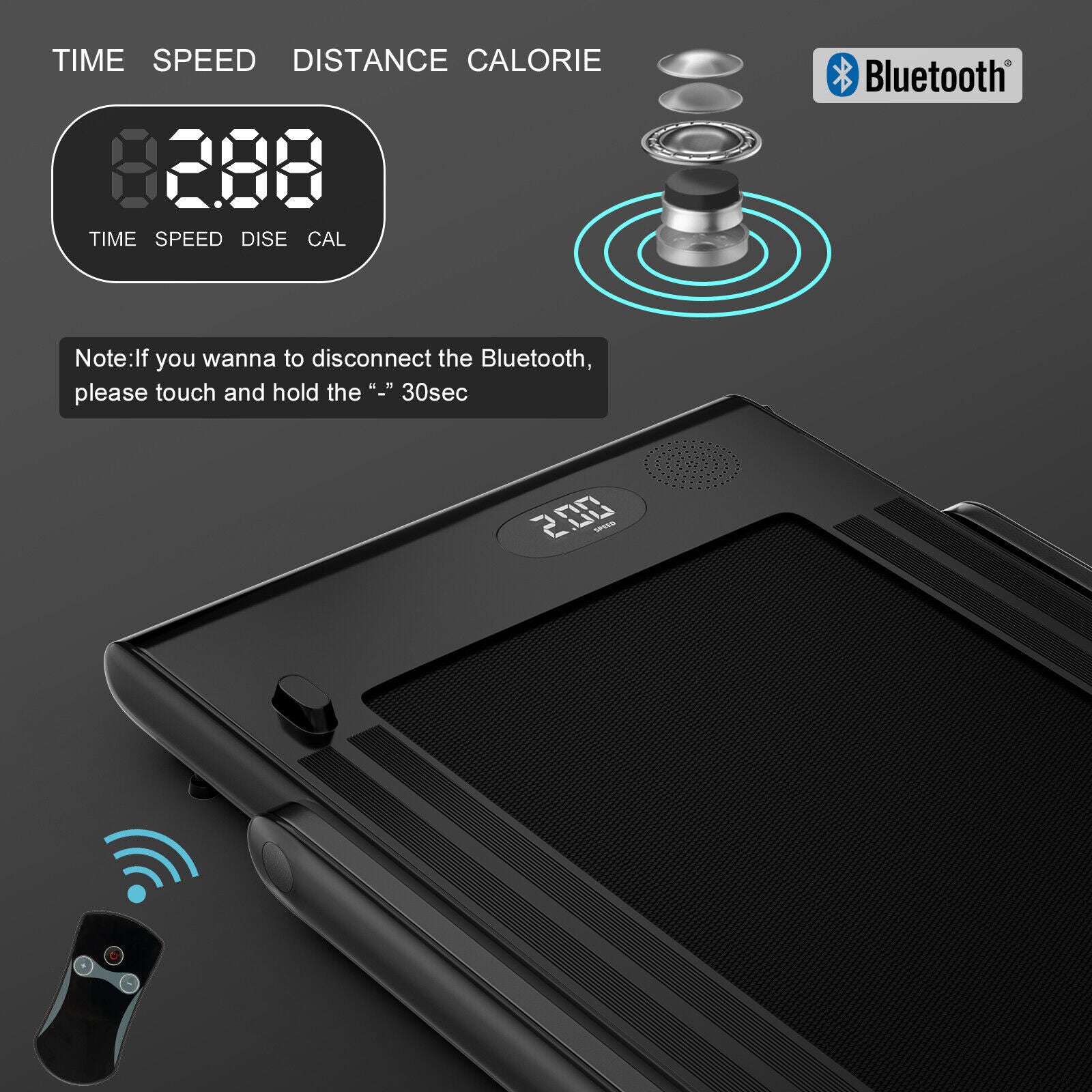 2.25HP 2 in 1 Folding Treadmill with APP Speaker Remote Control, Black Treadmills at Gallery Canada