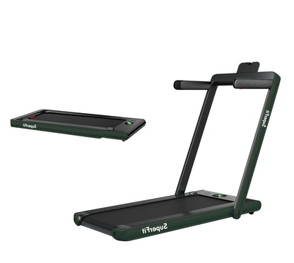 2.25HP 2 in 1 Folding Treadmill with APP Speaker Remote Control, Green Treadmills at Gallery Canada