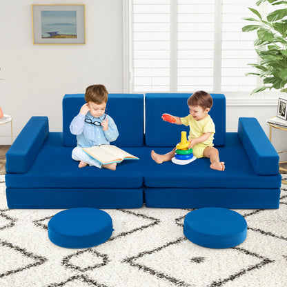 8-Piece Kids Play Couch Sofa with Portable Handle, Blue Kids Chairs & Seating at Gallery Canada