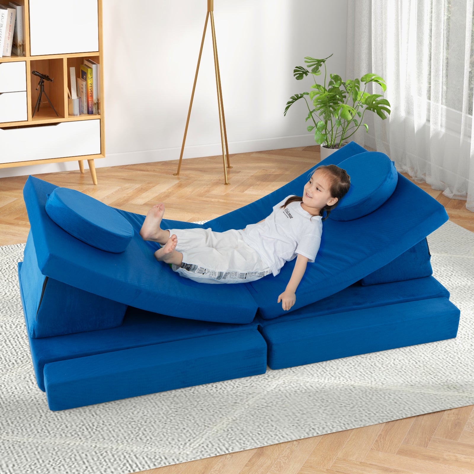 8-Piece Kids Play Couch Sofa with Portable Handle, Blue Kids Chairs & Seating at Gallery Canada