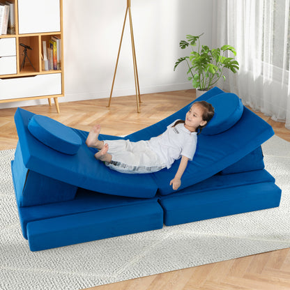 8-Piece Kids Play Couch Sofa with Portable Handle, Blue Kids Chairs & Seating at Gallery Canada