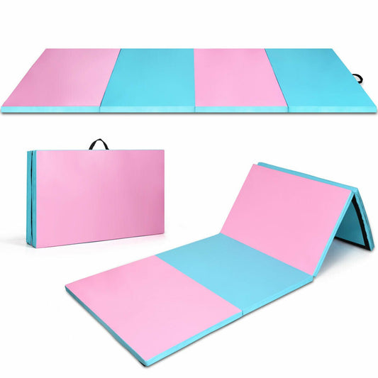 8 x 4 Feet Folding Gymnastics Tumbling Mat-Blue&Pink, Pink & Blue - Gallery Canada