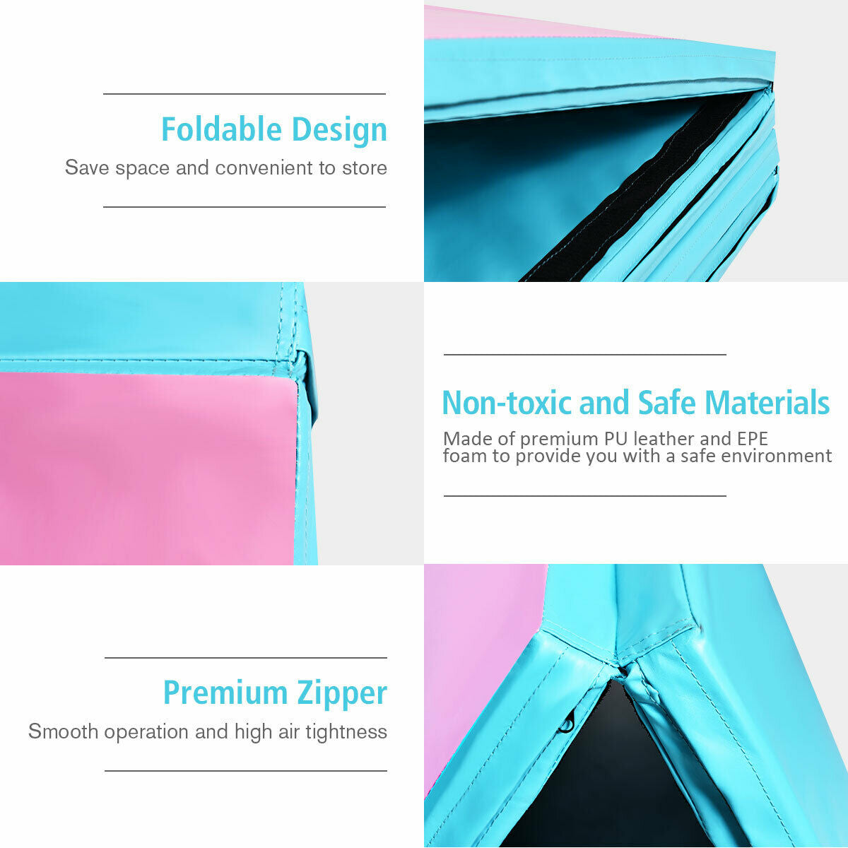 8 x 4 Feet Folding Gymnastics Tumbling Mat, Pink & Blue Yoga & Gym Mats at Gallery Canada