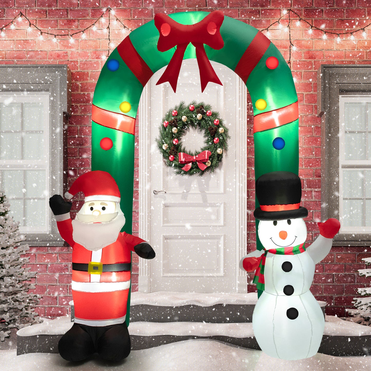 8 Feet Christmas Inflatable Archway with Santa Claus and Snowman, Multicolor Christmas Inflatables at Gallery Canada