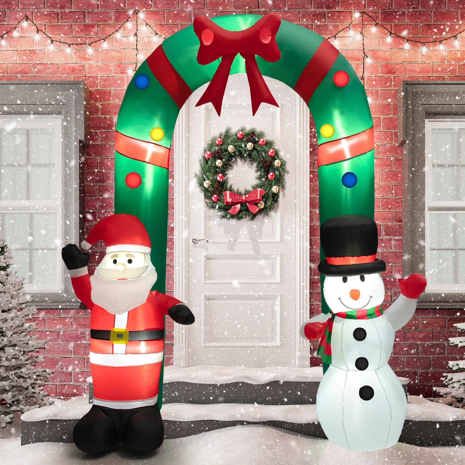 8 Feet Christmas Inflatable Archway with Santa Claus and Snowman, Multicolor Christmas Inflatables at Gallery Canada