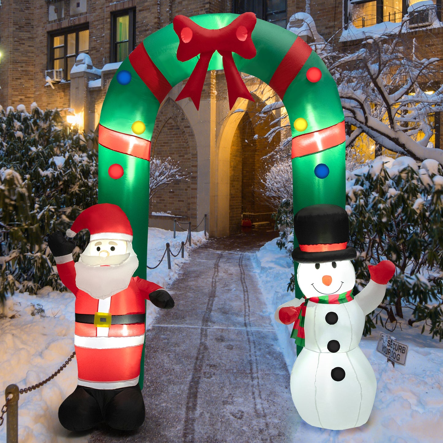 8 Feet Christmas Inflatable Archway with Santa Claus and Snowman, Multicolor Christmas Inflatables at Gallery Canada