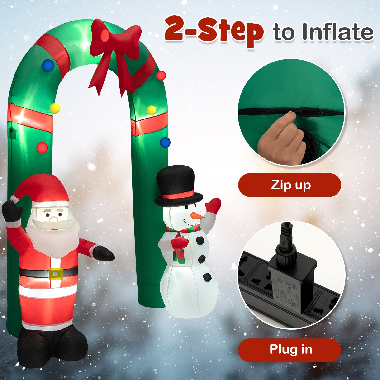 8 Feet Christmas Inflatable Archway with Santa Claus and Snowman, Multicolor Christmas Inflatables at Gallery Canada