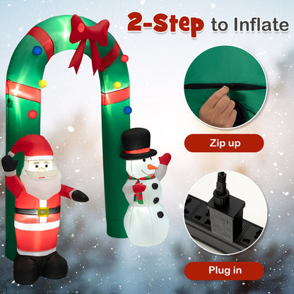 8 Feet Christmas Inflatable Archway with Santa Claus and Snowman, Multicolor Christmas Inflatables at Gallery Canada