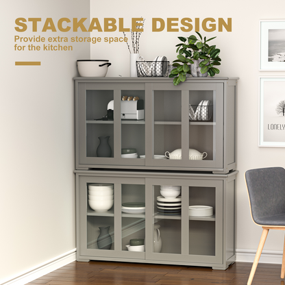 Sideboard Buffet Cupboard Storage Cabinet with Sliding Door, Gray Sideboards Cabinets & Buffets at Gallery Canada