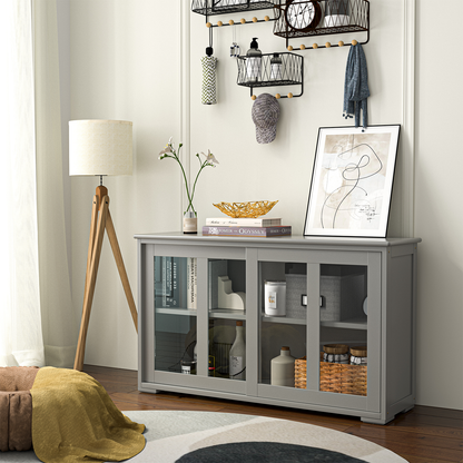 Sideboard Buffet Cupboard Storage Cabinet with Sliding Door, Gray Sideboards Cabinets & Buffets at Gallery Canada