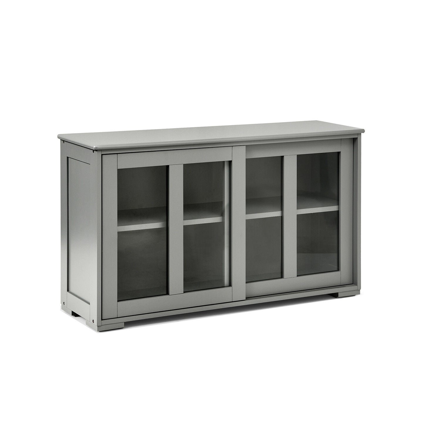 Sideboard Buffet Cabinet, Sliding Door, Gray