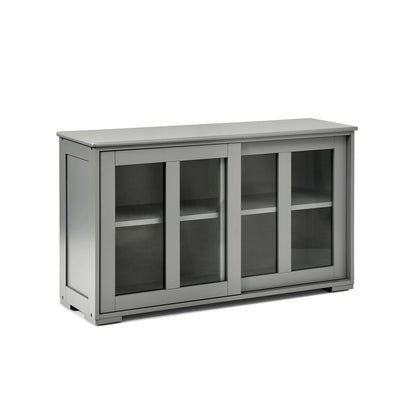 Sideboard Buffet Cabinet, Sliding Door, Gray