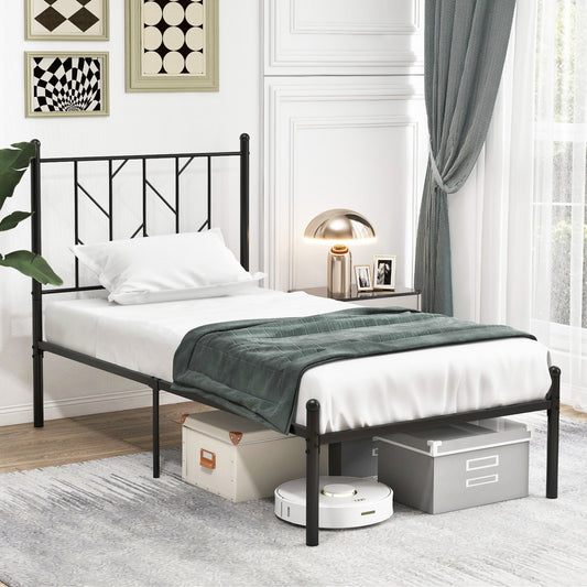 Twin/Full/Queen Size Platform Bed Frame with Sturdy Metal Slat Support-Twin Size, Black - Gallery Canada