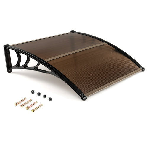 Outdoor Front Door Patio Overhang Awning for Sunlight Rain Snow Wind Protection-40 x 40 Inch, Brown