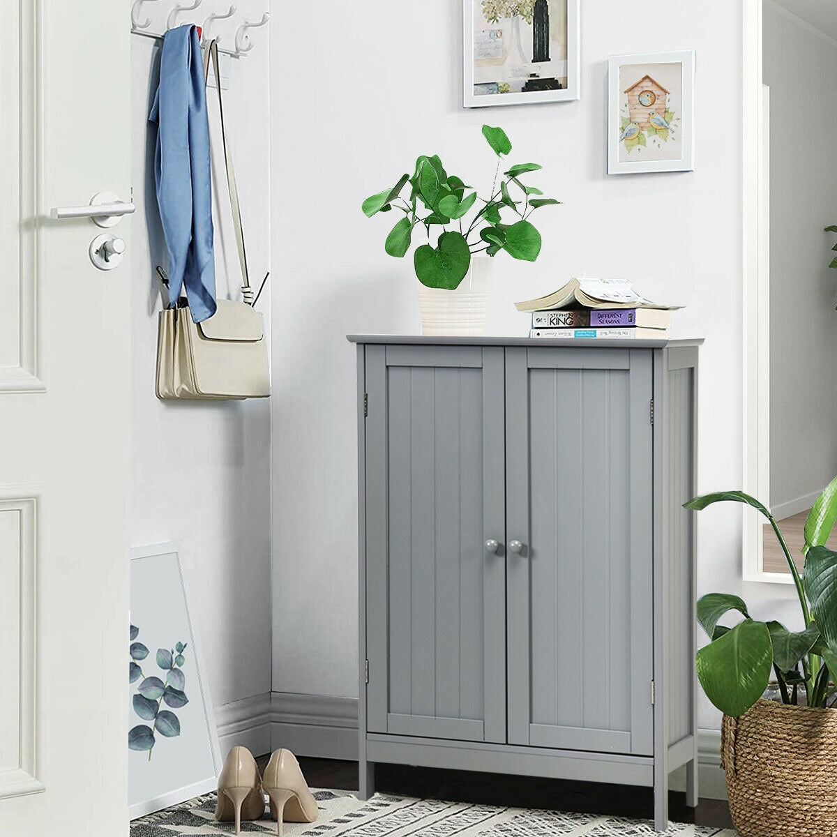 Bathroom Floor Storage Double Door Cupboard Cabinet, Gray Floor Cabinets at Gallery Canada