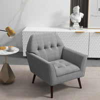 Thumbnail for Modern Tufted Fabric Accent Chair with Rubber Wood Legs - Gallery View 2 of 11