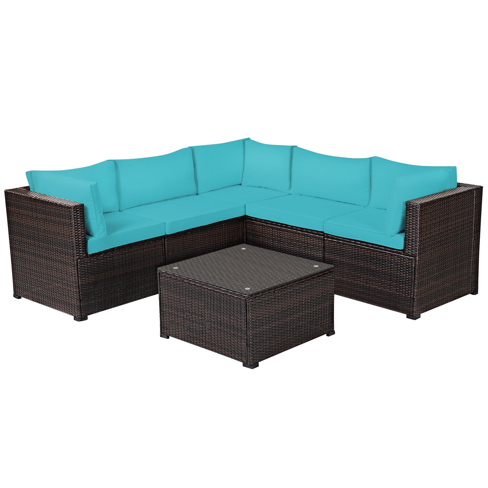 6 Piece Patio Furniture Sofa Set, With Cushions, Turquoise Outdoor Sectionals at Gallery Canada