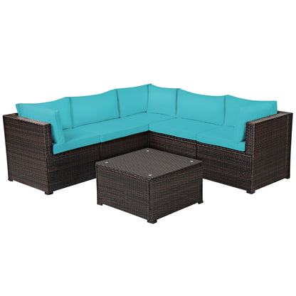6 Piece Patio Furniture Sofa Set, With Cushions, Turquoise Outdoor Sectionals at Gallery Canada