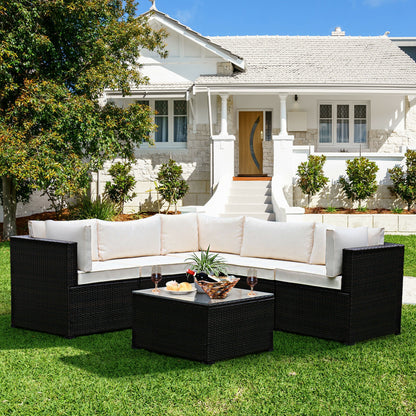6 Pieces Patio Furniture Sofa Set with Cushions for Outdoor, Beige Outdoor Sectionals at Gallery Canada