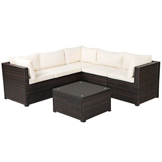 6 Piece Patio Sofa Set With Cushions, Outdoor, Beige Outdoor Sectionals Beige at Gallery Canada