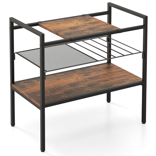 Industrial Entryway Table with Removable Panel and Mesh Shelf, Rustic Brown Console Tables Rustic Brown at Gallery Canada