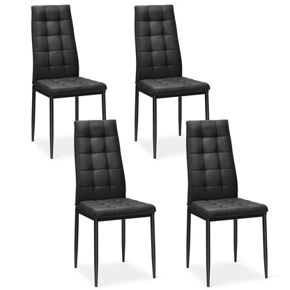 Set of 4 Fabric Dining Chairs Set with Upholstered Cushion and High Back, Black Dining Chairs at Gallery Canada