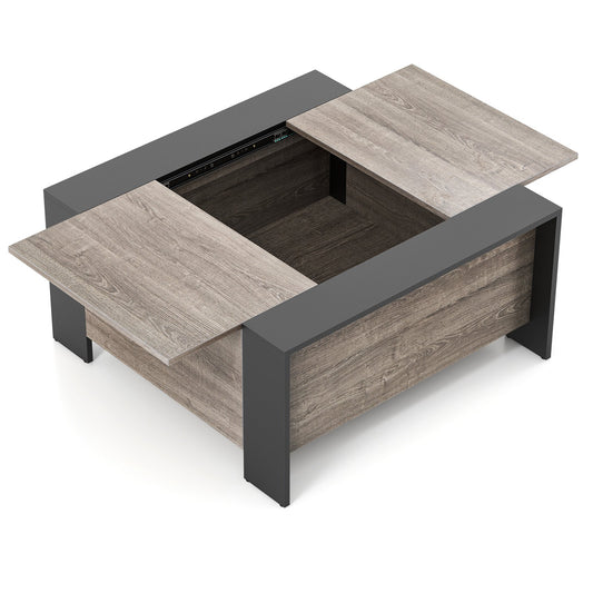 36.5 Inch Coffee Table with Sliding Top and Hidden Compartment, Gray - Gallery Canada