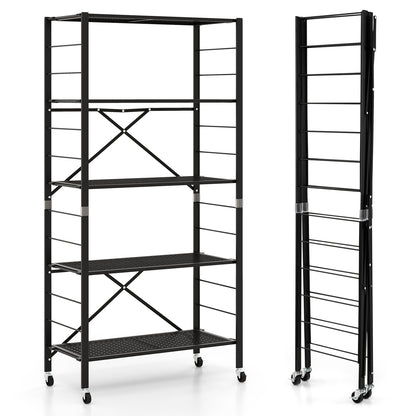 5-Tier Adjustable Shelves With Wheels, Black Garages at Gallery Canada