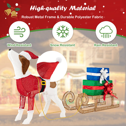 Outdoor Pre-Lit Xmas Dog Sleigh, 170 Warm Bright Lights, Multicolor Christmas Decor & Accessories at Gallery Canada