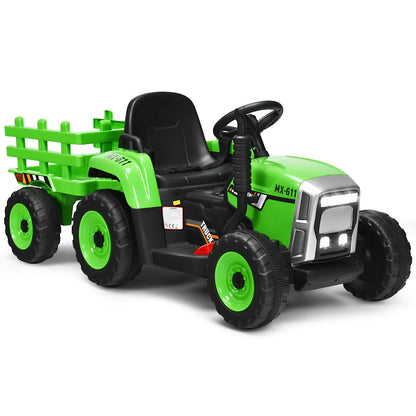 12V Ride On Tractor, 3 Gear Shift Ground Loader, Green Powered Ride On Toys Green at Gallery Canada