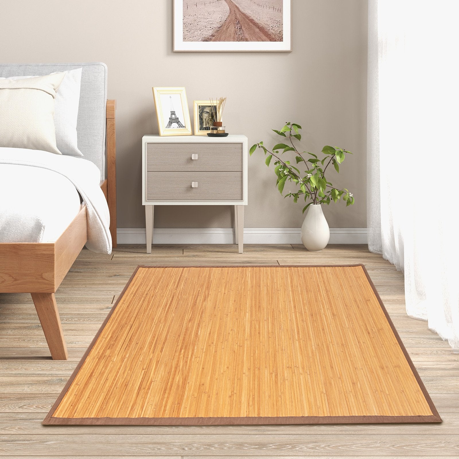 5 x 8 Feet Bamboo Floor Mat with Anti-Slip Backing for Living Room Bedroom at Gallery Canada